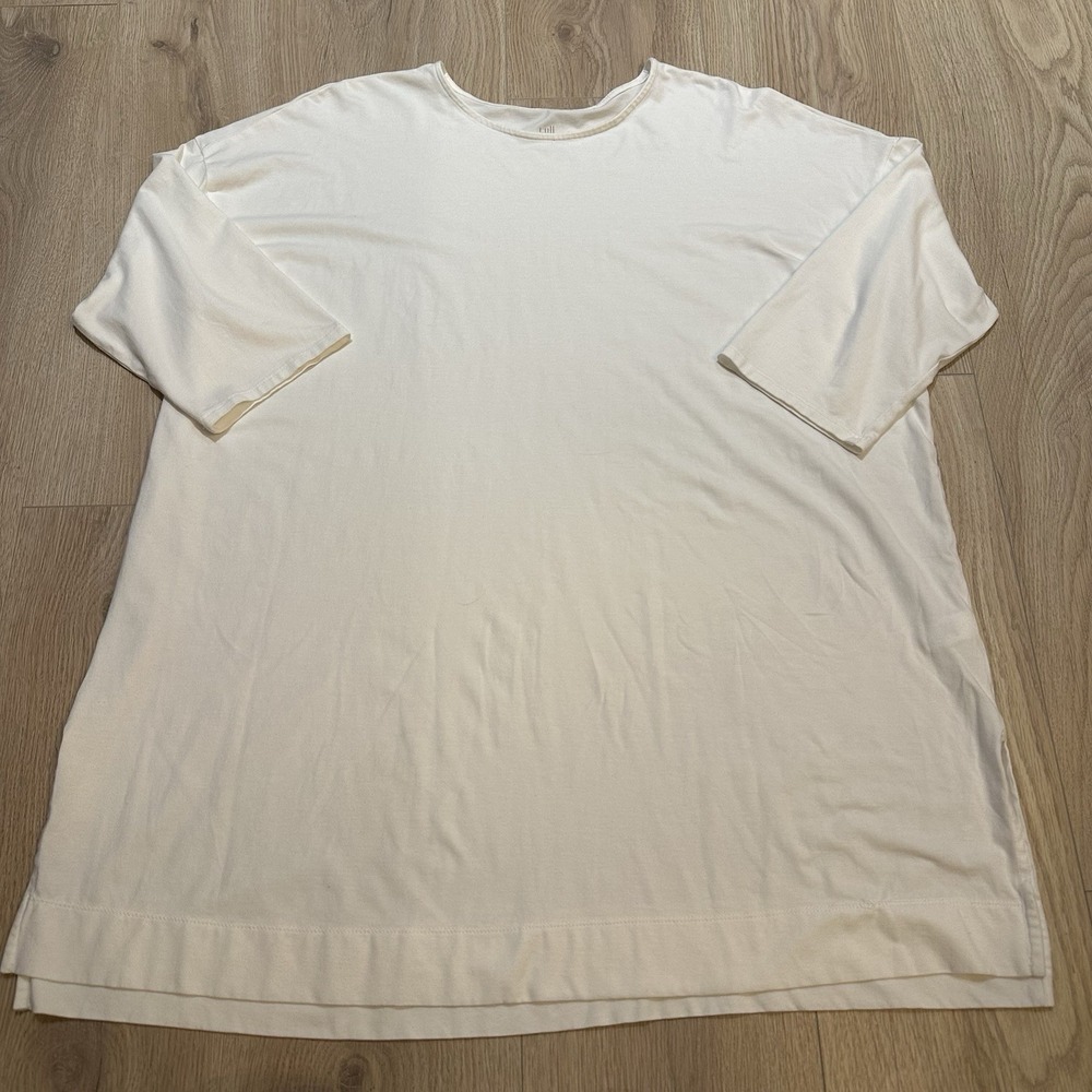 J. Jill Luxe Supima Cotton Ballet Sleeve Tunic T-Shirt Size XLT White Minimalist